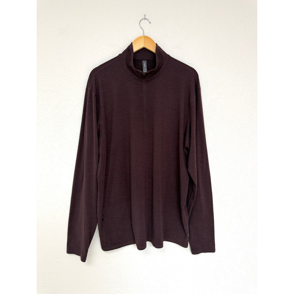 Vuori Mens Performance Ariknit Quarter Zip Pullover Dark Plum Mock Neck XXL